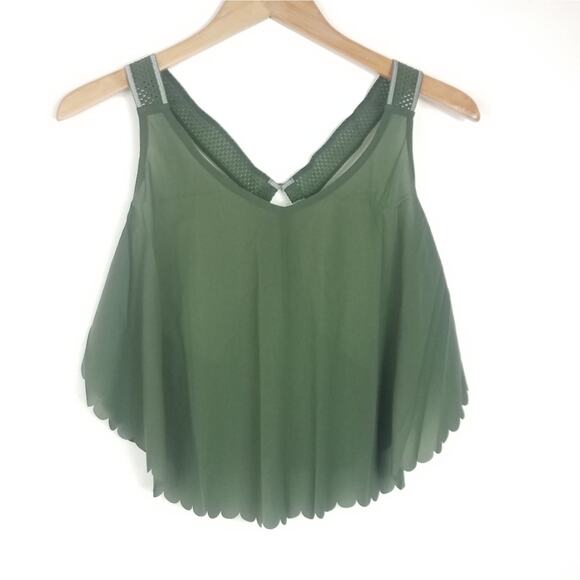 Free People | Pretty Lil Running Crop Top Green Small - Picture 1 of 5
